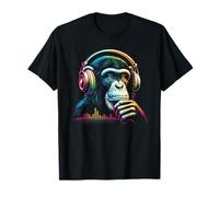 Scimpanzé DJ scimmia con cuffie musica equalizzatore scimmia DJ Maglietta