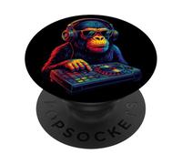 Scimpanzé DJ Vaporwave Festival Mixing Elettrico Beat Bonobo PopSockets PopGrip Adesivo