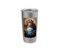 Scimpanzé Holding Terra Pianeta Mondo Primate Scimmia Bicchiere termico in acciaio inox doppia parete