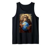 Scimpanzé Holding Terra Pianeta Mondo Primate Scimmia Canotta