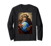 Scimpanzé Holding Terra Pianeta Mondo Primate Scimmia Maglia a Manica