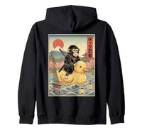 Scimpanzé Ninja Giappone Vintage Giapponese Ukiyo-e Art Felpa con Cappuccio