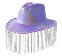 Scintillante cappello da cowboy nappe cristallo selvaggio per addio al nubilato discoteca cristallo cappello da cowboy discoteca per attore attrice