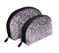 Scintillante lavanda Lady Glitter Shiny Decor Art, Borsa per trucco a conchiglia Portamonete da donna Borsa da toilette piccola Borsa per cosmetici 2 pezzi