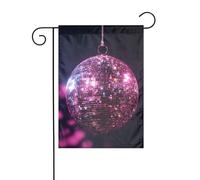 Scintillante palla da discoteca da appendere argento scintillante bandiera da giardino 30 x 45 cm verticale su entrambi i lati decorazioni per case coloniche vacanze esterne bandiera
