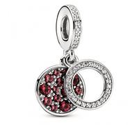 Scintillante Rossi Disco Doppio PANDORA Ciondolo Charm 799186C03
