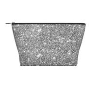 Scintillii glitter argento, Borsa da toilette Borsa per trucco Borsa per cosmetici Borsa da toilette da viaggio portatile