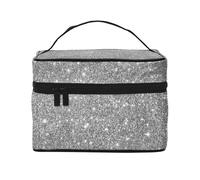 Scintillii glitter argento, Borsa per il trucco Borsa per cosmetici Borsa da toilette da viaggio portatile Astuccio per matite Astuccio da toilette