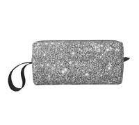 Scintillii glitter argento, Borsa per il trucco Borsa per cosmetici Borsa da toilette da viaggio portatile Borsa per trucco Organizer