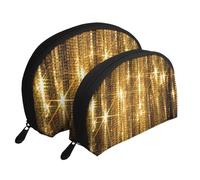Scintillio di paillettes dorate, Borsa per trucco a conchiglia Portamonete da donna Borsa da toilette piccola Borsa per cosmetici 2 pezzi