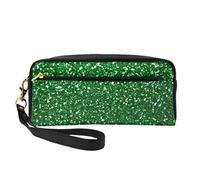 Scintillio di paillettes verdi, Borsa per il trucco Borsa per cosmetici Borsa da viaggio portatile da toilette Astuccio in pelle per donne e ragazze