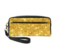 Scintillio d'oro, Borsa per il trucco Borsa per cosmetici Borsa da viaggio portatile da toilette Astuccio in pelle per donne e ragazze