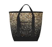 Scintillio nero e oro,Borsa porta pranzo grande capacità isolata per donne e uomini, lavoro, picnic, viaggi