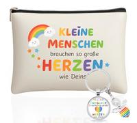Scinzene 2 pezzi regalo di addio, set per educatore, portachiavi con astuccio per cosmetici, per addio, per l'asilo, per l'educatore, regalo di addio, idea regalo per l'addio, arcobaleno, moderno