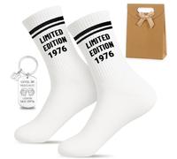 Scinzene Set regalo 50° compleanno uomo - Limited Edition 1976 calzini (38-45) & portachiavi Level & 50 sacchetti regalo - divertenti regali per uomo 50° compleanno