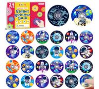 SCIONE 24 Pcs Mini Fidget Spinner Spazio Regalini Fine Festa Compleanno | Set di 24 fidget spinner spazio e galassia con scatola. Regalini fine festa compleanno per bambini di età 3+ anni.