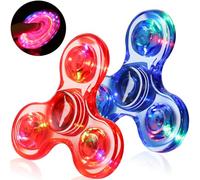 SCIONE 2PCS Crystal LED Light Fidget Spinner per bambini, Light Up Fidget Toys per bambini, Glow in the Dark Party Bag Fillers per bambini adulti (Crystal- blu e rosso)