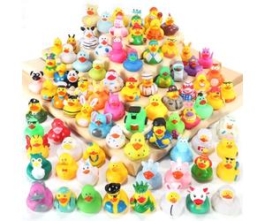 SCIONE Set da 30 pezzi di anatre da squittio - selezione casuale tra 60 + design unici come giocattolo da bagno e giocattolo per bambini, ideale come sacchetto per feste, ricompensa per la scuola
