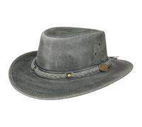 Scippis Williams Cappello Australiano di Pelle | Cow Boys Hat | Look Invecchiato | Estate/Inverno (Nero, L/59-60cm)