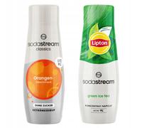 Sciroppo all'arancia SodaStream senza zucchero e sciroppo verde Lipton al tè fre