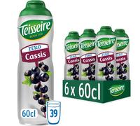 Sciroppo di Ribes Nero Zero Zuccheri Teisseire per Bevanda Rinfrescante, Cocktail, Bottiglia da 60 cl