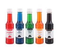 Sciroppo per cono di ghiaccio, sciroppi dai gusti misti popolari, lampone blu, cola classica, fragola, sciroppo tropicale per granite al limone e lime, ciascuno da 250 ml (confezione da 5)