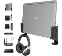 sciuU Supporto da Parete per PC Portatile Laptop Verticale Mensola Ufficio | Compatibile con MacBook, Lenovo, ASUS, Huawei, Tenda. Per dispositivi <4cm, montaggio biadesivo senza forare, ganci cavi