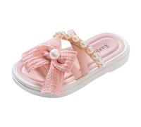 Scivoli per Ragazze Scivoli per la Casa Sandali da Doccia Antiscivolo per Il Bagno Pantofole di Gomma,Sandali A PuntaAperta con Perle e PapillonSandali Bambina,Sandali Primi (Pink, 33.5 Big Kids)