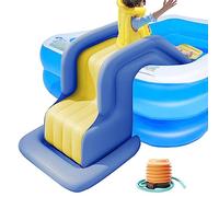 Scivolo d'acqua Gonfiabile, Compatto Scivolo Gonfiabile per Piscina con Pompa d'aria, Riempibile Antiribaltamento Parco Acquatico Scivoli per Piscina, per Esterni Interni Giardino Cortile(Blue)