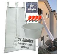 Scivolo di protezione 6 m | Tubi flessibili da 2 x 3 m, alta stabilità, facile da installare, con imbuto di riempimento, 4 cinghie di tensione e 5 m³, set ottimale per lo smaltimento dei detriti di