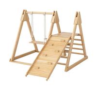 Scivolo E Altalena per Bambini, Giocattolo in Legno per Bambini. Realizzato in Pino Massello E Compensato. Giocattolo per Bambini 3 in 1 Con Struttura per Arrampicata, Altalena