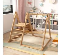 Scivolo E Altalena per Bambini, Giocattolo per Bambini 3 in 1 Con Struttura per Arrampicata, Altalena, Scivolo, Giocattolo Combinato per Interni, Giocattolo in Legno per Bambini