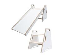 Scivolo interno per bambini - 2 in 1 in legno con poggiapiedi | Scivolo Montessori e utensili da cucina