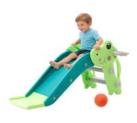 Scivolo per Bambini 3 in 1 con Canestro da Basket, Gradini Antiscivolo e Arrampicata 100cm, Giochi Montessori per Interni e Esterni, Palestra per Bambini 1 Anni +（Verde）