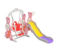 Scivolo per bambini 4 in 1 con altalena, scivolo per interni ed esterni, parco giochi pieghevole con scala, altalena regolabile in altezza e cestino da basket, carico max. 35 kg, rosa (4 in 1 rosa)