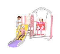 Scivolo per bambini 6 in 1 con altalena, scivolo con altalena regolabile in altezza, cestino da basket, scala, telescopio, area giochi interna ed esterna, carico max. 35 kg, rosa (6 in 1 rosa)