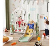 Scivolo per bambini con altalena, scivolo per bambini 4 in 1, scivoli interni ed esterni con altalena, telaio da arrampicata, cestino da basket, scivoli per l'aspetto del coniglio (verde)