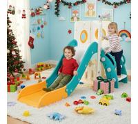Scivolo per Bambini, Scivolo Giocattolo da Interno o Esterno, Scivolo da Giardino, Scivolo 4 in 1 per Bambini, Scivolo Indipendente con Spazio di Deposito e Telescopi da Gioco, Giallo Verde