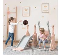 Scivolo per bambini, scivolo per bambini 4 in 1 con altalena, struttura per arrampicata e canestro da basket, set di scivoli per bambini piccoli, scivolo con altalena, parco giochi per bambini per uso