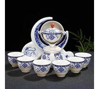 Scizorito Set da tè cinese di alta qualità, set da tè rotante Kung Fu, fuoco puro a mano, con teiera rotante e infusore, adatto per ufficio, casa, regalo (mezzaluna bianco)