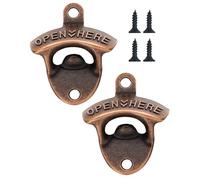 SCJJZ 2PCS Montado en la pared Apribottiglie,Ghisa Parete Apribottiglie Vintage Rustico con Viti Autofilettanti per Casa Giardino Bar KTV Hotel