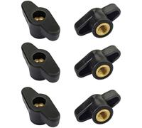 SCJJZ 6 pezzi di dadi dritti, manopola di serraggio zigrinata M8, neri, in ottone, plastica, testa dritta, per meccanica, mobili, apparecchiature elettroniche, M8