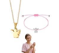 SCJJZ Bracciale e Collana con Ciondolo Angelo Custode, Regalo per Cresima e Prima Comunione, Gioiello Religioso per Bambina e Ragazza, Regalo Battesimo o Confermazione