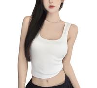 SCJJZ Canotte e Top da Donna,Canotta Estiva da Donna con Coppe per Il Seno per l'Abbigliamento Esterno, Grande U, Bella Schiena, Top Corto Slim Senza Schienale, Taglia Unica