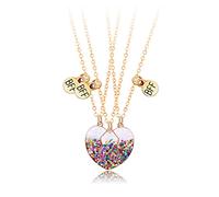SCJJZ collane bff,collana amicizia,collane per migliori amiche,collana bambina,collana cuore spezzato,BFF buon amico vestito magnete regalo di compleanno per tre persone fidanzate