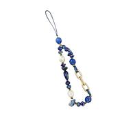 SCJJZ cordino per cellulare,porta telefono collo,cordino per cellulare,1pc fatto a mano corto blu perline di cristallo cinturino da polso da donna con cordino a catena