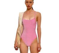 SCJJZ Intimo Modellante da Donna,Tuta con Reggicalze in Seta Rosa Brillante Top Estivo Slim Fit Tinta Unita (Taglia M)