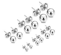 SCJJZ orecchini donna,gioielli donna,orecchini perle,orecchini uomo,set orecchini,Orecchini tondi con sfera in acciaio Orecchini con fibbia a farfalla (6 paia: 3-8 mm)