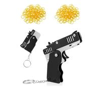 SCJJZ Pistole a Nastro in Gomma,Giocattoli di Pistola con Elastico Pieghevole,Giocattolo Easy Load,Pieghevole, a Mano, Mini Pistola in Gomma Metallica con Portachiavi e 120 Elastici Elastici（2 PCS）