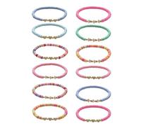 SCJJZ Set da 12 braccialetti intrecciati colorati con motivi stella e cuore, accessori regolabili decorativi per celebrazioni, bomboniere e look quotidiani per adulti
